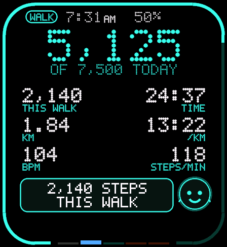 Paces data field showing running pace on a Garmin watch.